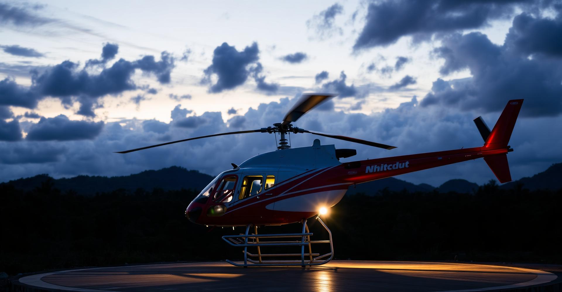 Helicopter preparing for takeoff